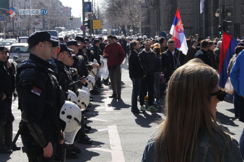 Митинг в Белграде против НАТО, полиция